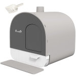 PawHut Kattentoilet met Kap, Kattenbakschep, Vuilopvangmat, Kunststof, Grijs/Zwart