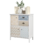 HOMCOM Sideboard, Shabby Chic Kommode, 2 Schubladen, 3 Schrankfächer, Kiefernholz, 68x34x80cm, Weiß