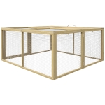 PawHut Kleindierenkooi, Konijnenstal met Opklapbaar Dak, Grenenhout, 120x120x57cm, Natuur