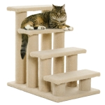 PawHut dierentrap, kattentrap, hondentrap, trap voor katten en honden, 4 treden, beige, 63,5 x 43 x 60 cm