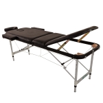 Portable Aluminium Massage Table, 3-Section Foldable Couch Bed with Adjustable Headrest, Arm Support, and Carrying Bag, Black