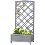 Outsunny  Hochbeet Blumenständer Garten Pflanzkasten mit Rankgitter Holz Rankkasten Grau 60 x 30 x 122,5 cm