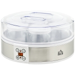 HOMCOM Yoghurtmaker Yoghurtmachine, inclusief 7 glazen, roestvrij staal, 24 cm x 24 cm x 13 cm, zilver + wit