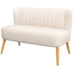 HOMCOM Sofa Retrodesign 2-zitsbank, houten poten, 117 cm x 56,5 cm x 77 cm, wit