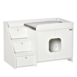 PawHut Katzenschrank für katzentoilette Katzenklo mit 3 Stufen der Treppe Katzenhaus Katzenhöhlen Katzenschrank für Katzenbett mit Türöffnung Weiß 90 x 48 x 59 cm