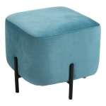 HOMCOM poef voetenbank bekleed polyester staal schuimstof turquoise 44,5 x 44,5 x 41,5 cm