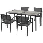 Outsunny Tuinmeubelset, tuinset, 1 tafel, 4 stoelen, 150 x 87 x 72 cm, Grijs