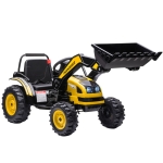 HOMCOM traptractor zittende graafmachine voor kinderen off-road voertuigen 2 instelbare snelheden tot 25 kg belastbaar met muziek schoparmen 3-5 jaar PP kunststof staal geel 132 x 62 x 65 cm