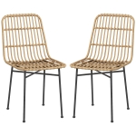 HOMCOM Set 2 Scaune pentru Bucătărie și Living Stil Boho, Scaune Moderne din PE Ratan și Oțel, 45x57x83 cm, Galben