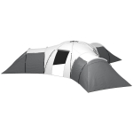 Outsunny Campingzelt für 6-9 Personen, 4 Räume, Vorzelt, wasserdicht, 615x 615x225cm, Grau
