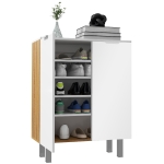 Homcom Dulap Pantofi Gri & Alb – 15–20 Perechi cu Rafturi Reglabile