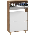 HOMCOM Dulap pentru Pantofi cu Economie de Spațiu cu 3 Sertare și Raft Reglabil, Suport Subțire pentru, 72x24x119 cm, Alb