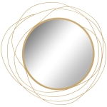 HOMCOM Modern 65cm Round Wall Mirror Decoration Metal Wall Art for Bedroom Gold Tone