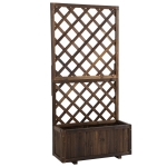 Outsunny Jardinière avec Treillis - bac à Fleurs - jardinière sur Pied - dim. 72,5L x 31,5l x 149,5H cm Inserts d'irrigation Inclus Bois Sapin traité carbonisation