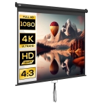 HOMCOM Ecran de Proiecție 100 Inch Reglabil, cu Montare pe Tavan și Perete, Pânză pentru Proiector, 203x152 cm, Negru