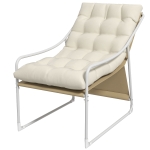Outsunny Chaise de jardin fauteuil d'extérieur avec coussin cadre en acier pour balcon, terrasse, jardin beige