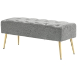 HOMCOM Gestoffeerde Bank, Zitbank, Zacht in Imitatielamswol, tot 120 kg, Vergulde Stalen Poten, 112x41x46cm, Grijs