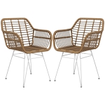 HOMCOM 2-delige set stoelen in Boho-stijl, keukenstoelen, PE-Rattan, 56 x 60 x 79 cm, Natuur + Wit