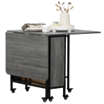 HOMCOM Six-Person Drop Leaf Dining Table - Grey/Black