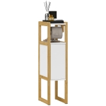 HOMCOM Mobilier de Baie cu Suport pentru Hârtie Igienică, Dulap și Raft, Dulap Compact din Bambus, 20x33x80 cm, Alb