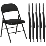 HOMCOM Set 6 Scaune Pliabile, Scaune Moderne cu Perne din Poliester pentru Acasă și Birou, 45x46x78 cm, Negru