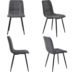 Set of 4 Ergonomic Linen Upholstered Dining Chairs with Metal Frame and Backrest for Kitchen or Dining Room, Gray