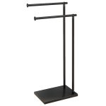 HOMCOM Toalheiro de Pé de 2 Níveis Toalheiro Casa de Banho com Estrutura de Metal Toalheiro em Forma de L 35,5x20x78 cm Preto