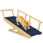 PawHut Hondenloopplank, verstelbaar, inklapbaar, met hekjes, voor honden tot 40kg, houten frame, 85 x 40 x 78,5 cm, Zwart