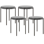 HOMCOM Zestaw 4 hokerów kuchennych, stapelowane, wykończenie aksamitne, do 120kg, stelaż stalowy, 41,5 x 41,5 x 46 cm, Ciemnoszary