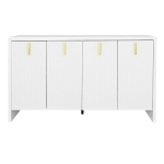 Credenza Moderna con 4 Ante e Ripiani Regolabili, Maniglie Dorate, per Soggiorno e Cucina, 140x38x80 cm, Bianco