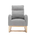 Modern Rocker with Solid Wood Legs and Padded Seat, Occasional Chairs for Living Room, Bedroom, 88x71x104.5 cm, Light Grey