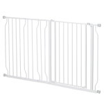 PawHut Honden-Deurafzetting, verstelbare lengte 75-145 cm, Montage zonder Boren, Staalframe, Wit