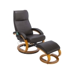 PU Leather Electric Recliner Armchair with 5 Point Massage, Ottoman Footstool, Bentwood Base, 85x67x103 cm, Brown