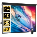 HOMCOM Ecran de Proiecție 120 Inch Format 4:3 Reglabil cu Telecomandă, Ecran de Proiecție Compact, 244x183 cm, Negru