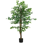 HOMCOM Sztuczny Ficus w Doniczce, Naturalny Wygląd, 150 cm Wysokości, Zielony