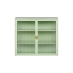 Credenza Moderna Ripostiglio a Due Ante con Vetrina e Ripiani a Tre Livelli per Ingresso, Soggiorno, Bagno e Sala da Pranzo, Verde