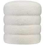 HOMCOM Taboret, Okrągły, Teddy Fleece, Stalowa Rama, do 120kg, Φ40x45H cm, Kremowy
