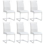 Set aus 6 modernen und ergonomischen Esszimmerstühlen mit hoher Rückenlehne aus Kunstleder und Stoff in Leinenoptik, Weiß