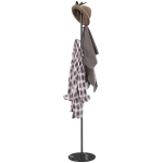 HOMCOM Cuier de Podea Autoportant cu 6 Cârlige Disc și Bază din Ardezie, Ø32x171 cm, Negru