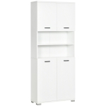 kleankin Mobile Bagno in Truciolato Bianco con 2 Armadietti con Ante e 2 Ripiani Aperti, 80x33.5x190 cm