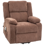 HOMCOM Fotel relaksacyjny z funkcją wstawania, regulowana poduszka pod głowę, składane oparcie, wyściełane podłokietniki, Jasnobrązowy