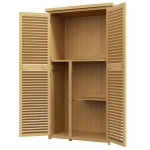 Outsunny Weerbestendige Tuinkast, 2 Deuren met Slot, Grenenhout, 87L x 46,5B x 160H cm, Lichtgeel