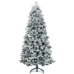 HOMCOM Kunstkerstboom met kunstsneeuw & dennenappels, realistisch, brandvertragend, metalen voet, 180 cm, Groen