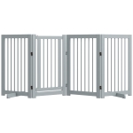 PawHut Hondenhek, vrijstaand, opvouwbaar, met deur & voeten, houten frame, 220x36x91 cm, Lichtgrijs