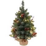 HOMCOM Kunstkerstboom met 86 Takken, 50 Warmwitte LED's, Besneeuwde Punten, Brandvertragend, 0,6 m