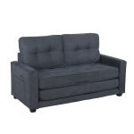 Schlafsofa mit Seitentaschen, Doppelbett Sofa, Kompakt Design für Wohnzimmer, Dunkelgrau