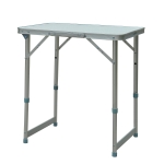 Outsunny Mesa Dobrável de Campismo Tipo Mala Mesa Portátil  para Praia Piquenique com Altura Ajustável 60x45x64 cm Prata