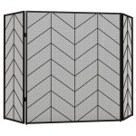 HOMCOM Osłona przeciwiskrowa do kominków, elegancka wyłapująca iskry, składana, malowana proszkowo, Czarna, 135 x 85 cm