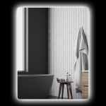 kleankin Lustro łazienkowe LED, przeciwmgielne, z przełącznikiem dotykowym, podświetlane, 70 x 50 cm, Białe