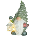 HOMCOM Kerstkabouter met Lantaarn, LED, op Batterijen, Weerbestendig, 28x21x42 cm